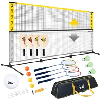 10FT Wide Portable All-in-One Badminton, Pickleball, and Kids' Volleyball Net Set Review